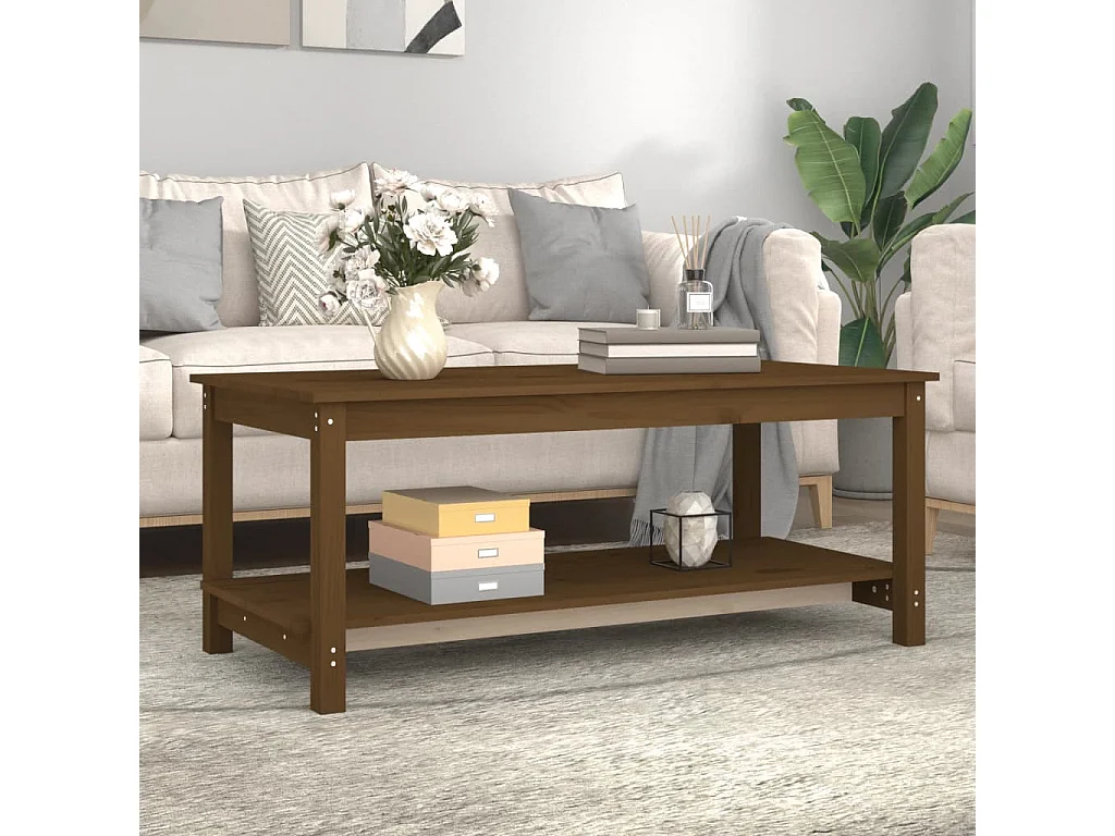 Couchtisch Beistelltisch Honigbraun 110x55x45 cm Massivholz Kiefer -MN30219