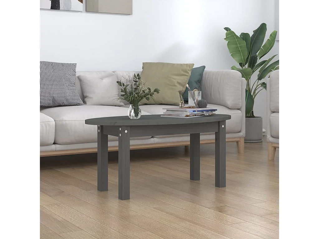 Couchtisch Beistelltisch Grau 80x40x35 cm Massivholz Kiefer -MN45991
