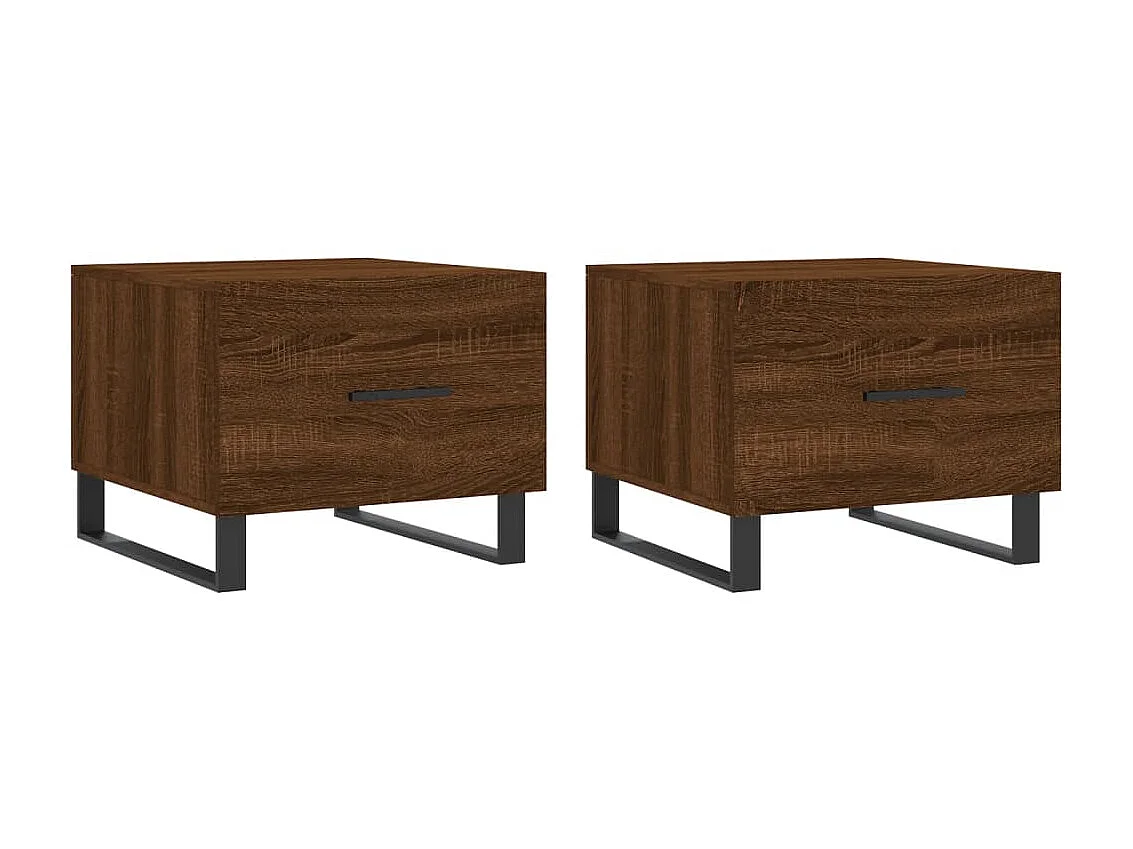 2er-Set Couchtische Beistelltisch Braun Eichen-Optik 50x50x40 cm Holzwerkstoff -MN98449
