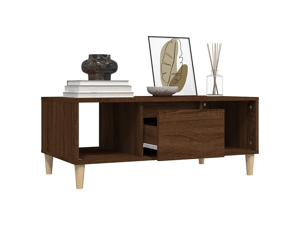 Couchtisch Braun Beistelltisch Eichen-Optik 90x50x36,5 cm Holzwerkstoff -MN49745