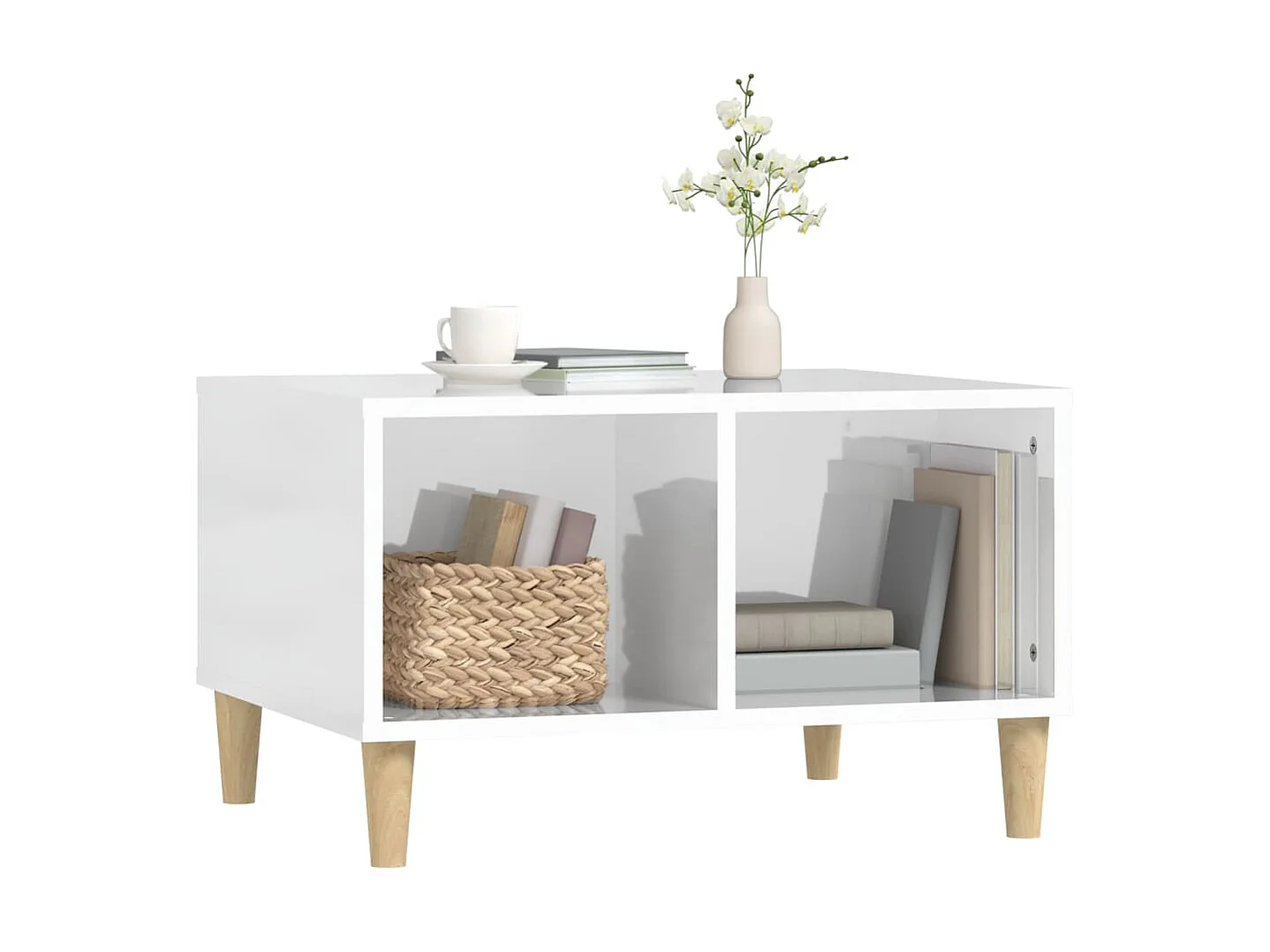 Couchtisch Beistelltisch Hochglanz-Weiß 60x50x36,5 cm Holzwerkstoff -MN40163