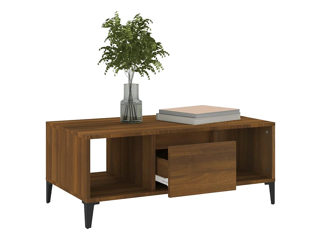 Couchtisch Braun Beistelltisch Eichen-Optik 90x50x36,5 cm Holzwerkstoff -MN15749