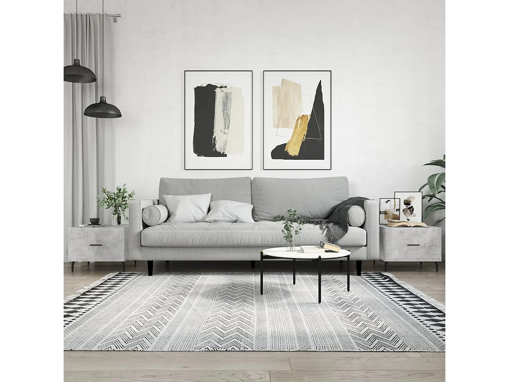 2er-Set Couchtische Beistelltisch Betongrau 50x50x40 cm Holzwerkstoff -MN17855