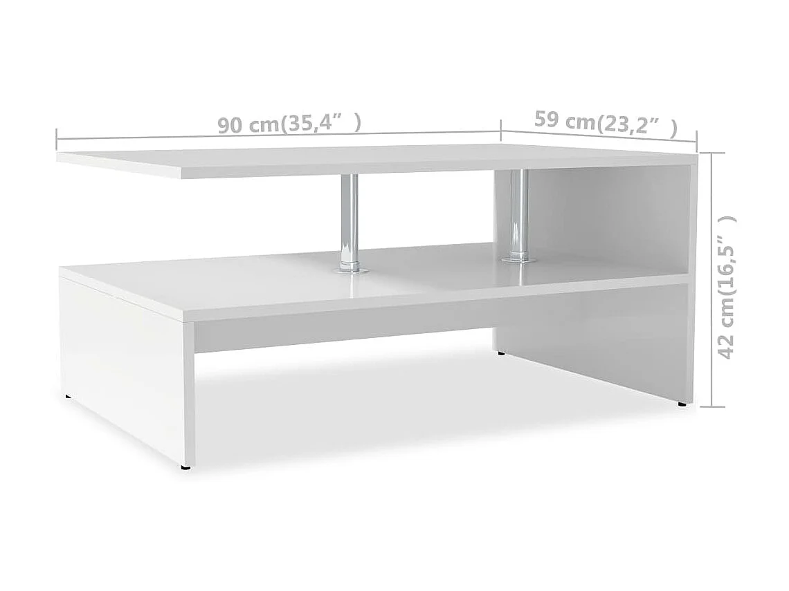 Couchtisch Beistelltisch Holzwerkstoff 90x59x42 cm Weiß -MN33389