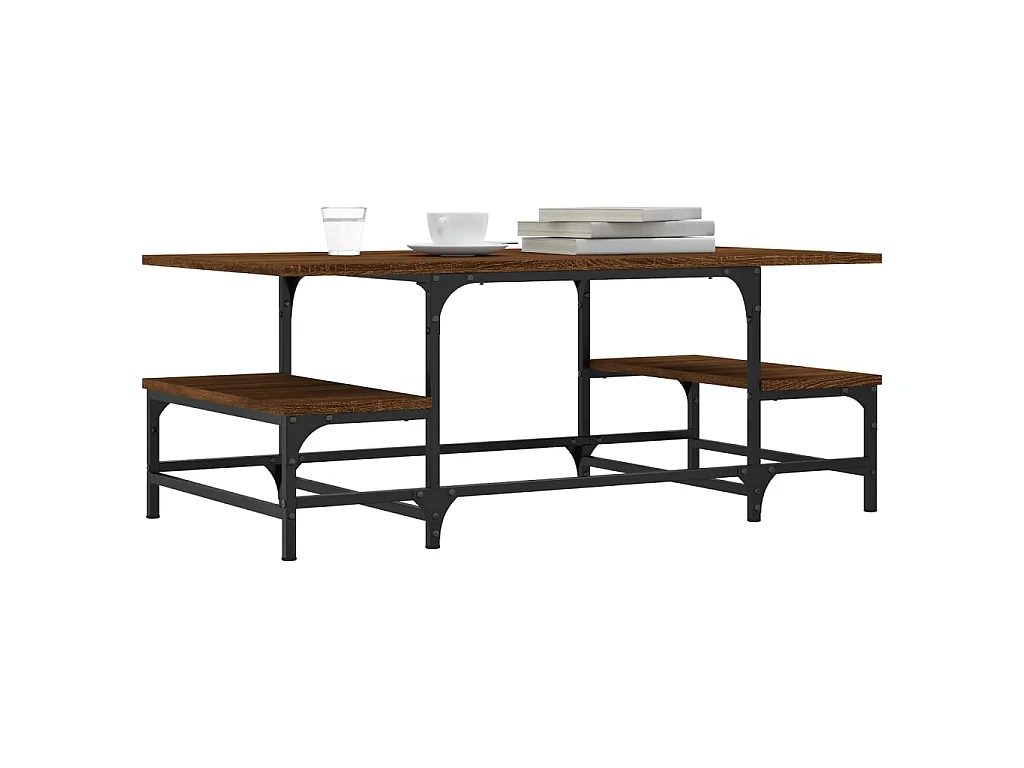 Couchtisch Braun Beistelltisch Eichen-Optik 100x50,5x40 cm Holzwerkstoff -MN77723