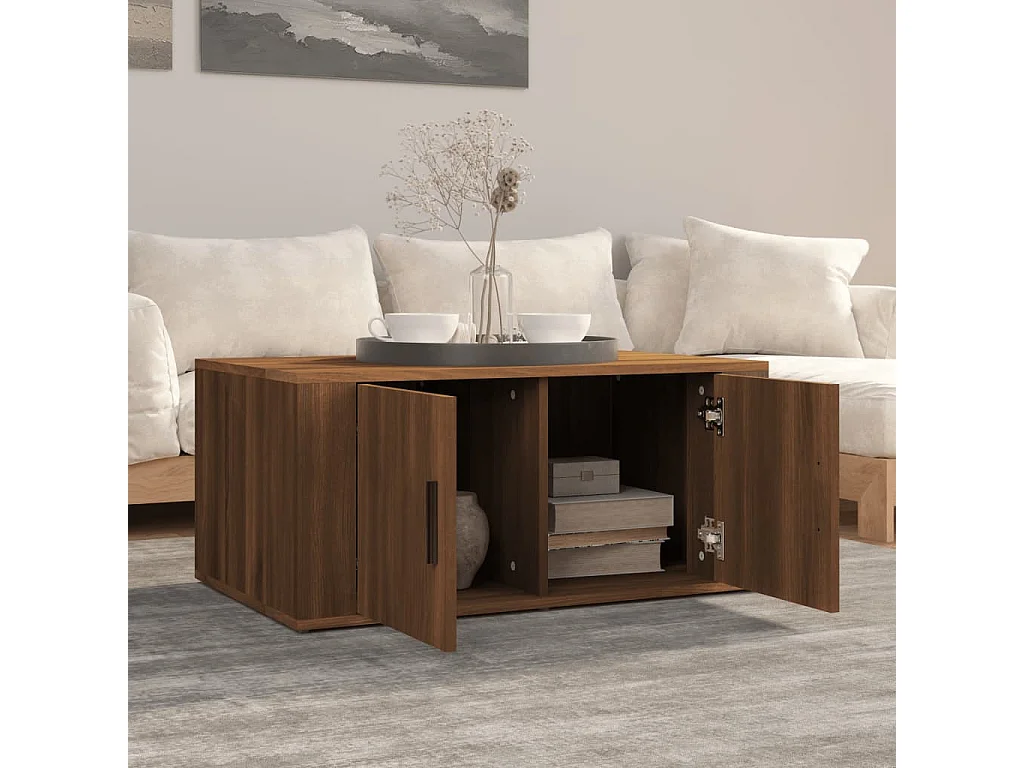 Couchtisch Braun Beistelltisch Eichen-Optik 80x50x36 cm Holzwerkstoff -MN62355