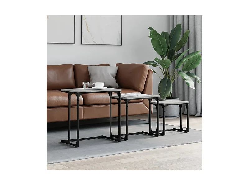 3er-Set Satztische Couchtische Grau Sonoma Holzwerkstoff -MN16040