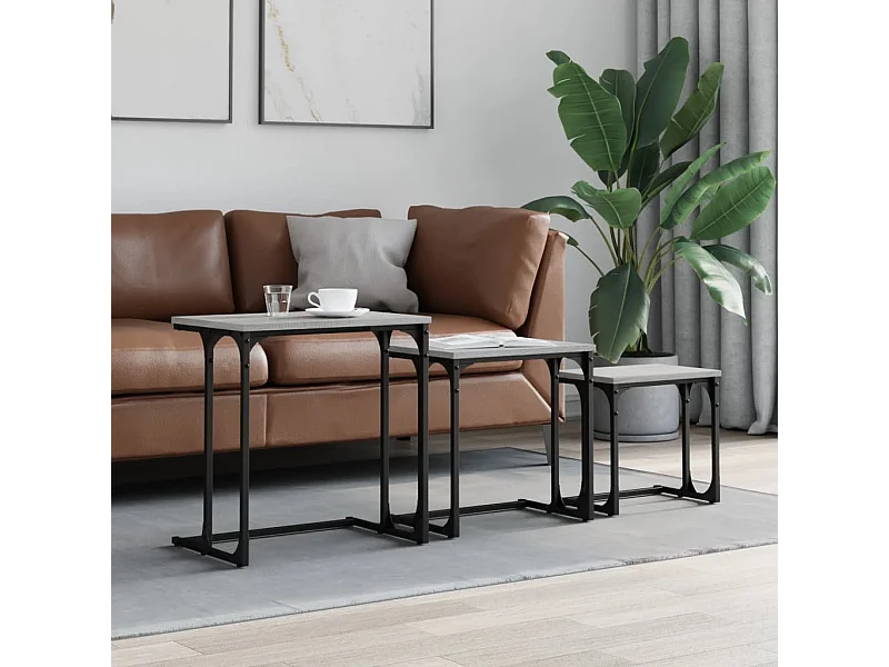 3er-Set Satztische Couchtische Grau Sonoma Holzwerkstoff -MN16040