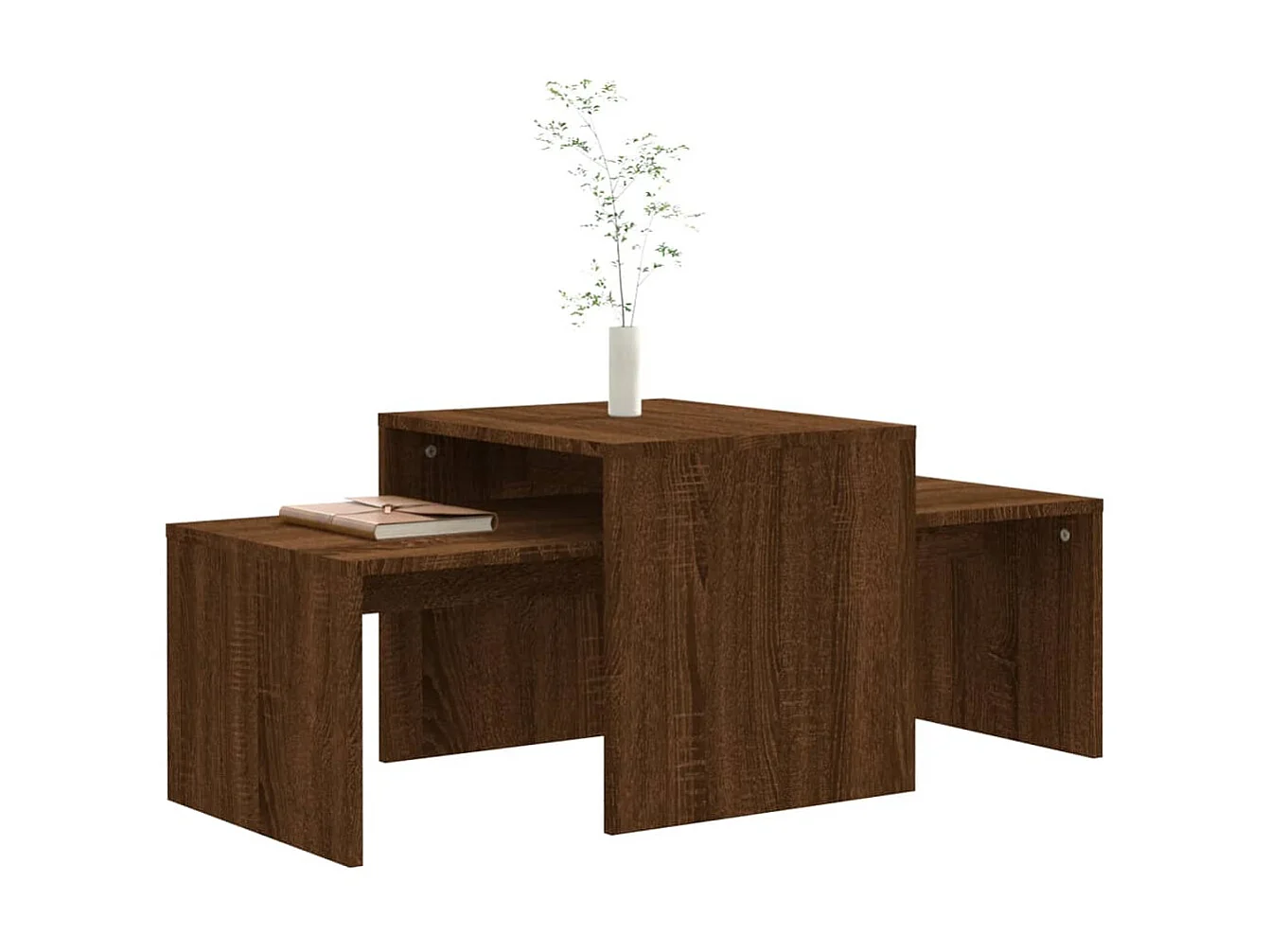 Couchtisch,Beistelltisch-Set Braun Eichen-Optik 100x48x40 cm Holzwerkstoff -MN39491