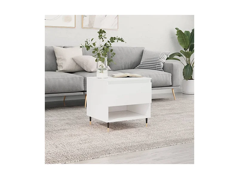 Couchtisch Beistelltisch Hochglanz-Weiß 50x46x50 cm Holzwerkstoff -MN87217
