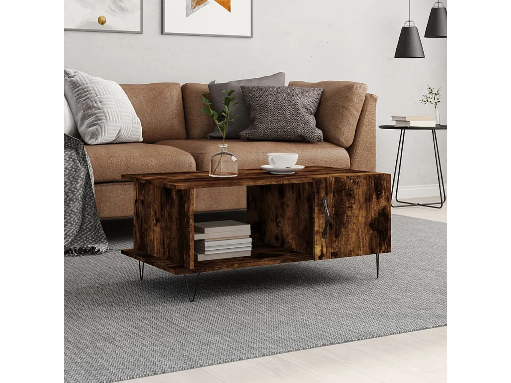 Couchtisch Beistelltisch Räuchereiche 90x50x40 cm Holzwerkstoff -MN83399