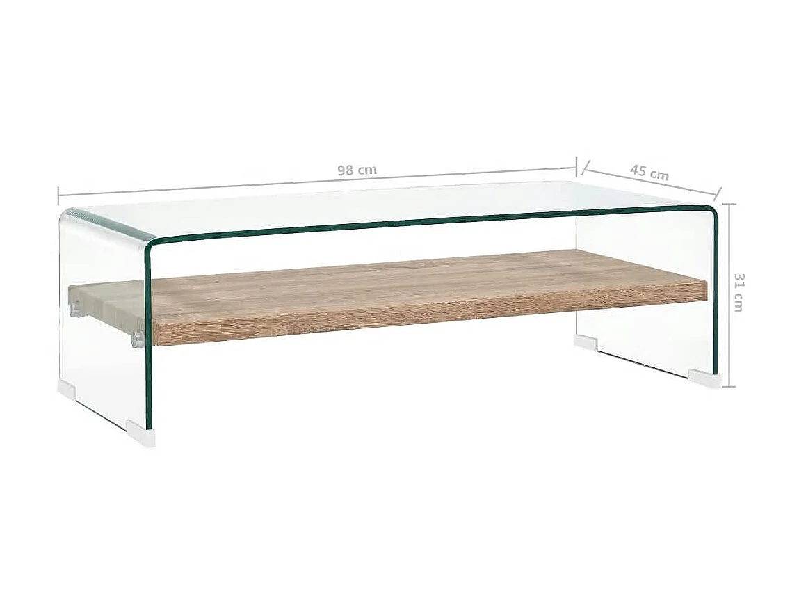 Couchtisch Beistelltisch Transparent 98×45×31 cm Hartglas -MN47354