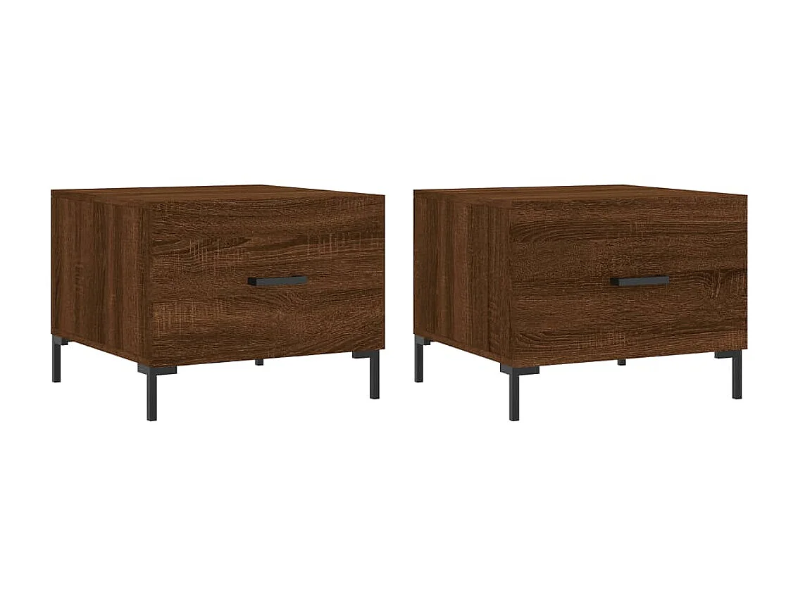 2er-Set Couchtische Beistelltisch Braun Eichen-Optik 50x50x40 cm Holzwerkstoff -MN72080