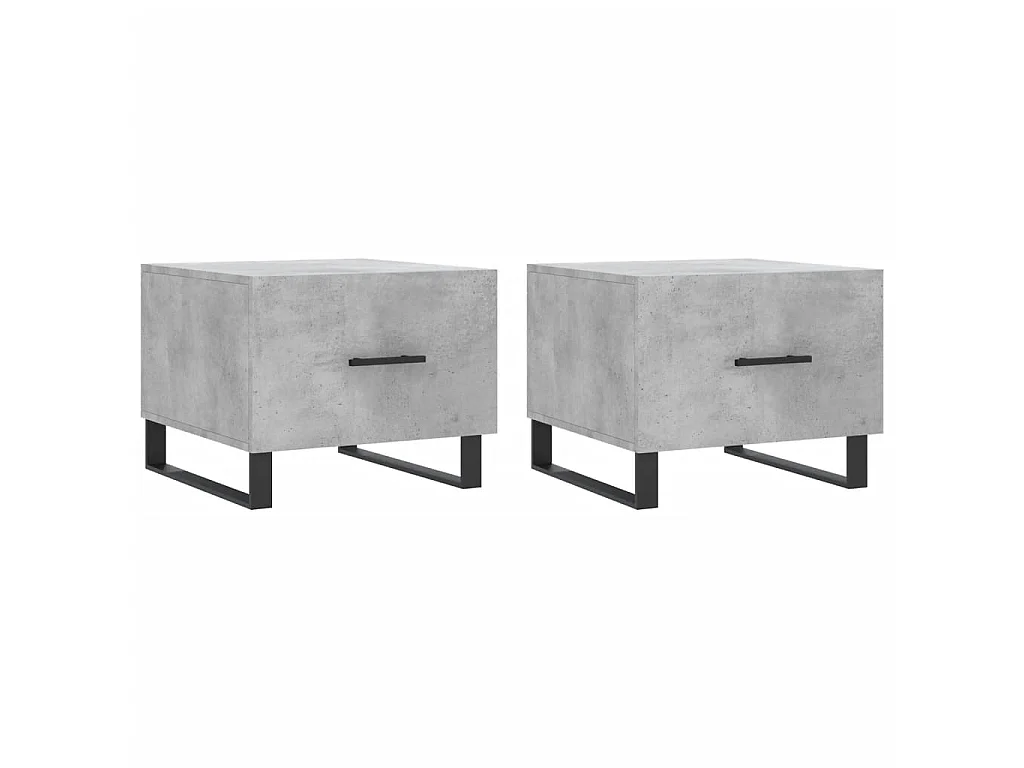 2er-Set Couchtische Beistelltisch Betongrau 50x50x40 cm Holzwerkstoff -MN49041