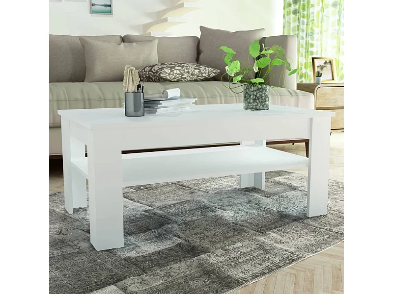 Couchtisch Beistelltisch Holzwerkstoff 110x65x48 cm Weiß -MN21075