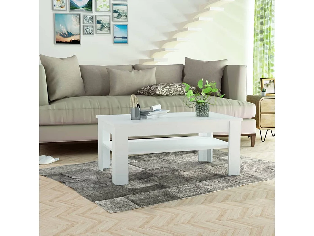 Couchtisch Beistelltisch Holzwerkstoff 110x65x48 cm Weiß -MN21075