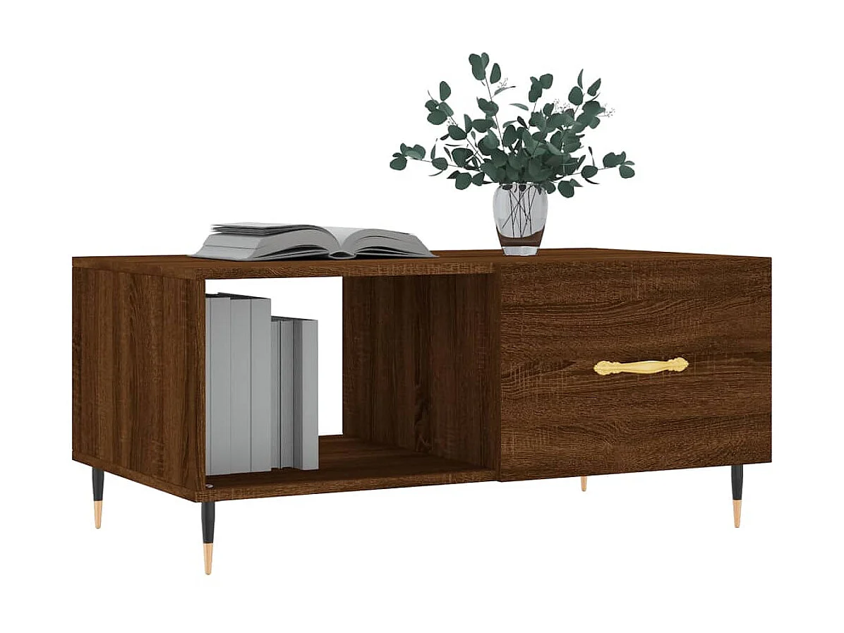 Couchtisch Braun Beistelltisch Eichen-Optik 90x50x40 cm Holzwerkstoff -MN47073