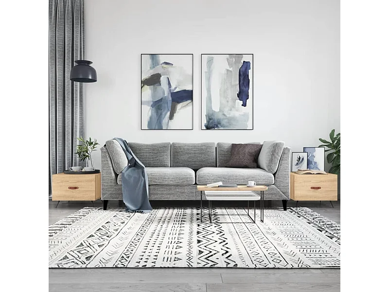 2er-Set Couchtische Beistelltisch Sonoma-Eiche 50x50x40 cm Holzwerkstoff -MN10214