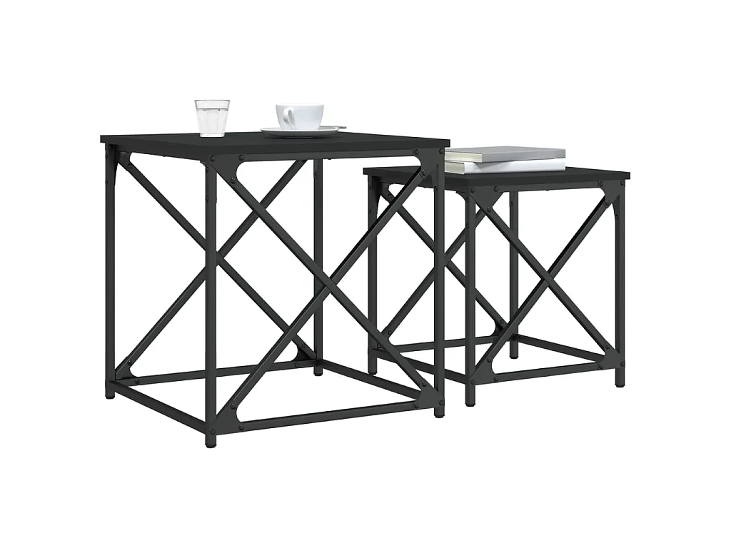 2er-Set Satztische Couchtische Schwarz Holzwerkstoff -MN63177