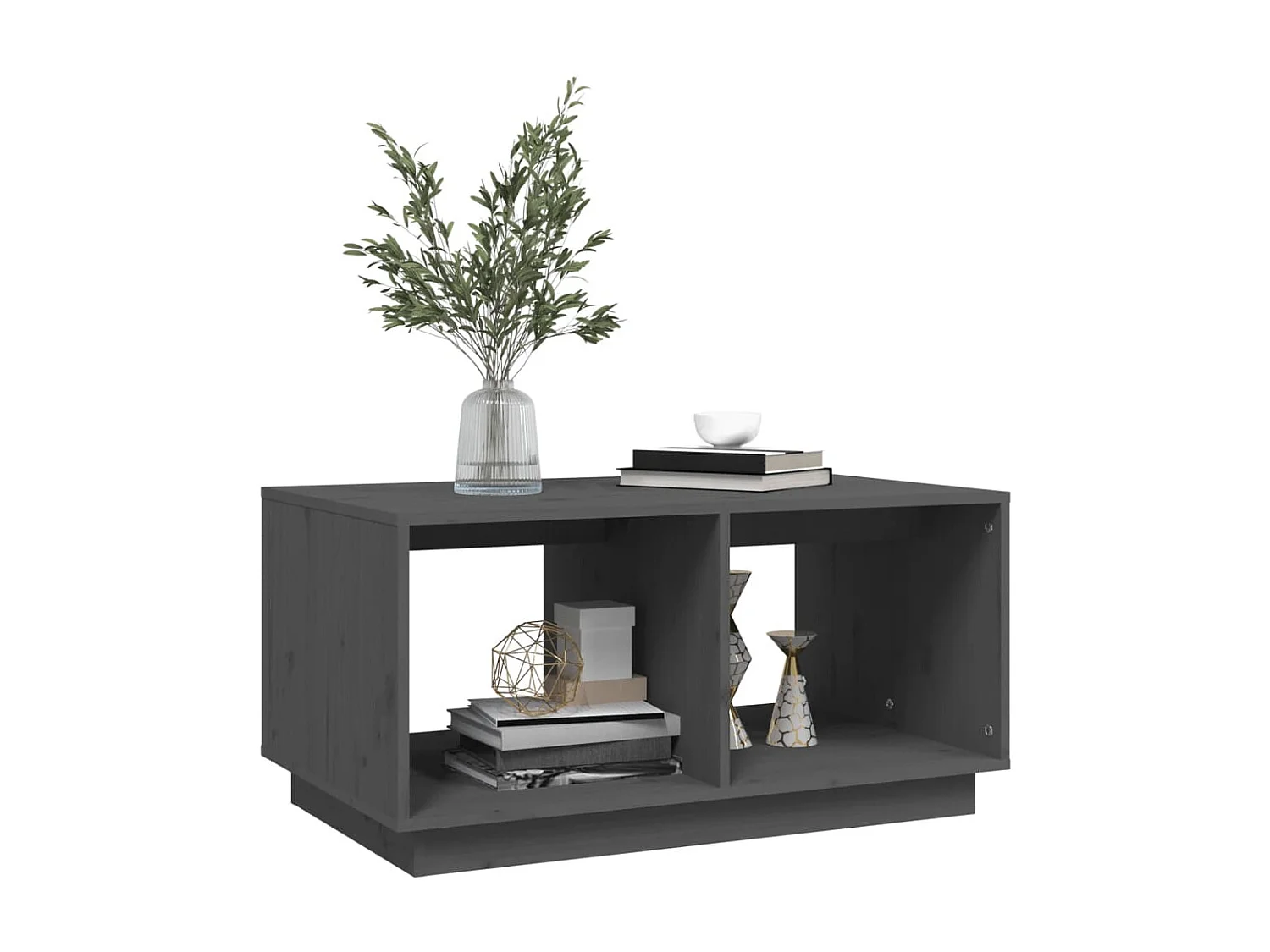 Couchtisch Beistelltisch Grau 80x50x40 cm Massivholz Kiefer -MN72291