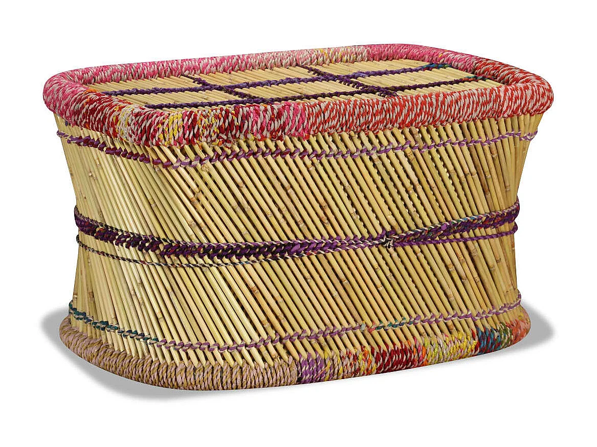 Couchtisch Beistelltisch Bambus mit Chindi-Details Mehrfarbig -MN29675