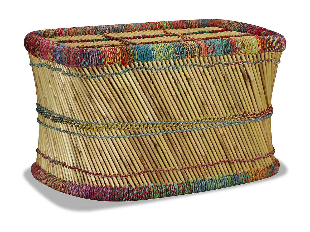 Couchtisch Beistelltisch Bambus mit Chindi-Details Mehrfarbig -MN29675
