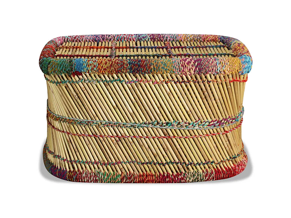 Couchtisch Beistelltisch Bambus mit Chindi-Details Mehrfarbig -MN29675