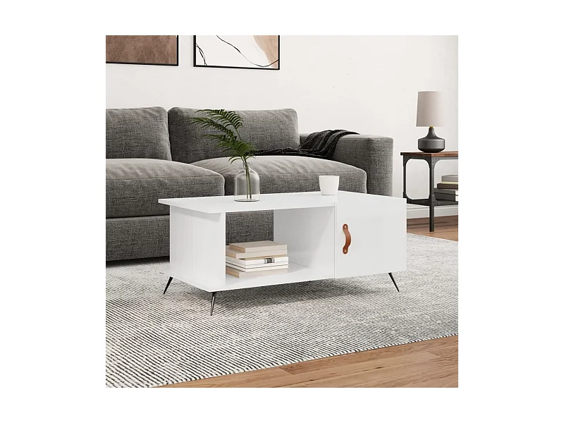 Couchtisch Beistelltisch Hochglanz-Weiß 90x50x40 cm Holzwerkstoff -MN69413