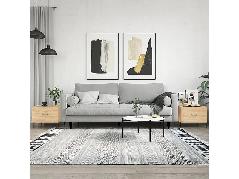 2er-Set Couchtische Beistelltisch Sonoma-Eiche 50x50x40 cm Holzwerkstoff -MN82313