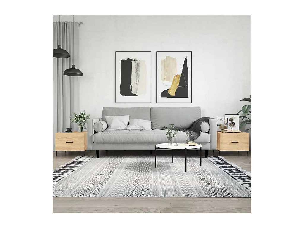 2er-Set Couchtische Beistelltisch Sonoma-Eiche 50x50x40 cm Holzwerkstoff -MN82313