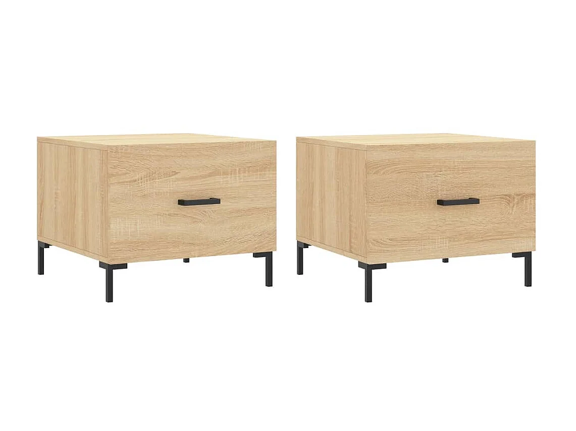 2er-Set Couchtische Beistelltisch Sonoma-Eiche 50x50x40 cm Holzwerkstoff -MN82313