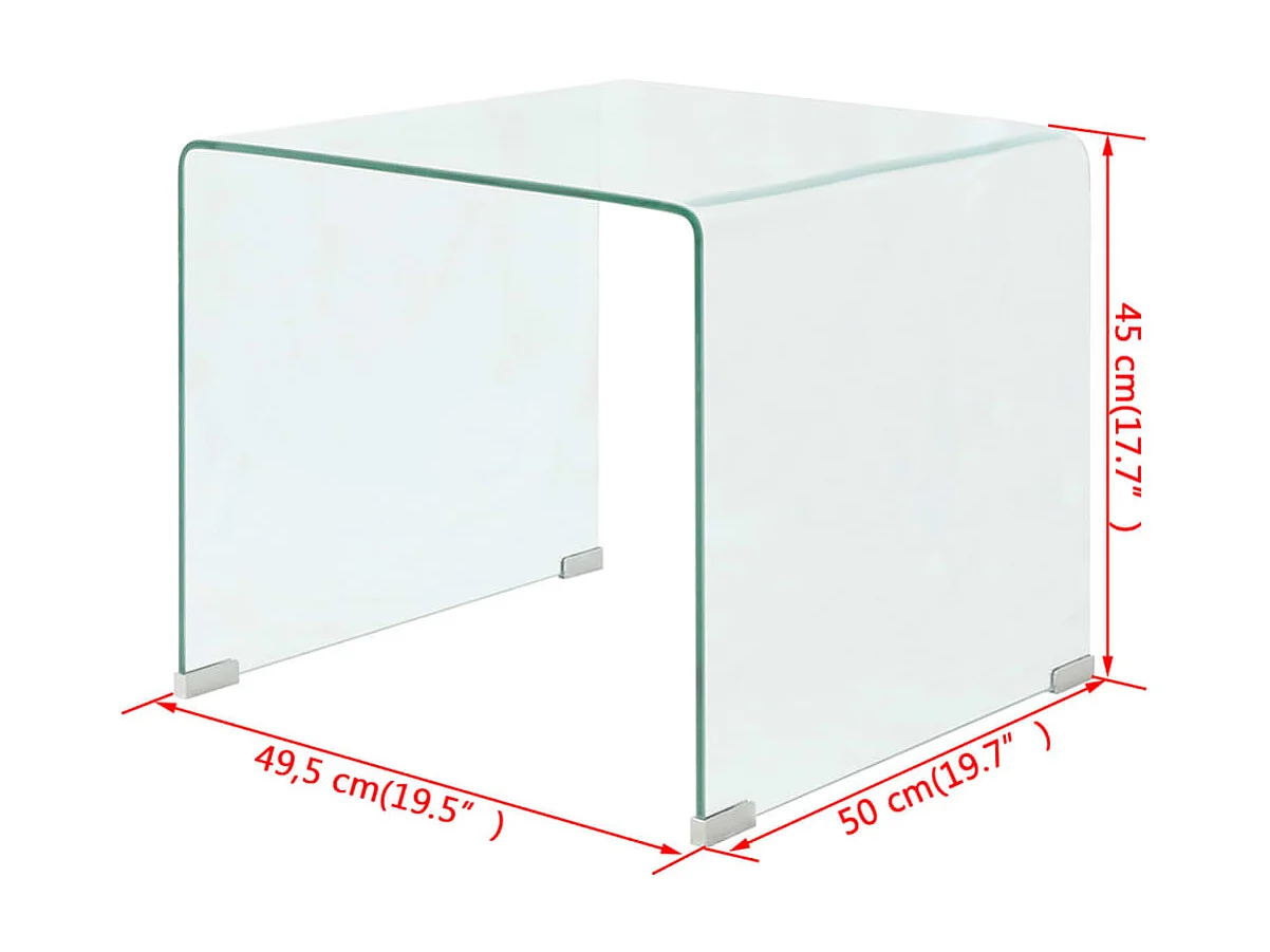 Couchtisch Beistelltisch aus gehärtetem Glas 49,5 x 50 x 45 cm Transparent -MN76979