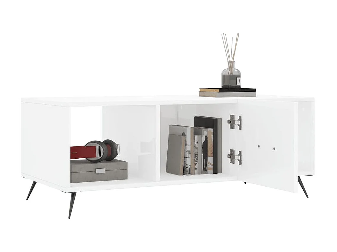 Couchtisch Beistelltisch Hochglanz-Weiß 102x50x40 cm Holzwerkstoff -MN59367