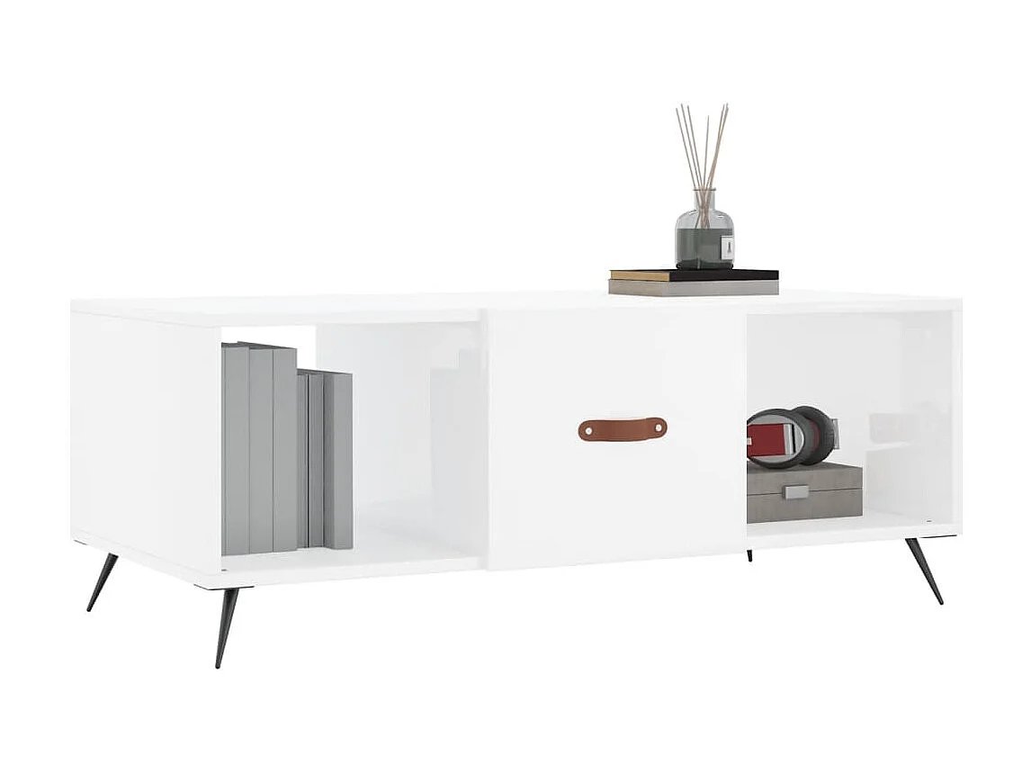 Couchtisch Beistelltisch Hochglanz-Weiß 102x50x40 cm Holzwerkstoff -MN59367