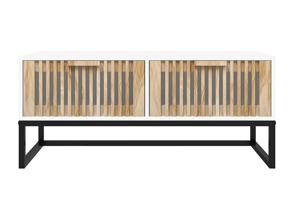 Couchtisch Beistelltisch Weiß 80x40x35 cm Holzwerkstoff und Eisen -MN84221