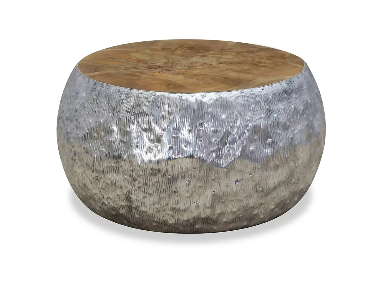 Couchtisch,Beistelltisch Aluminium Teak 60 x 60 x 30 cm -MN83761