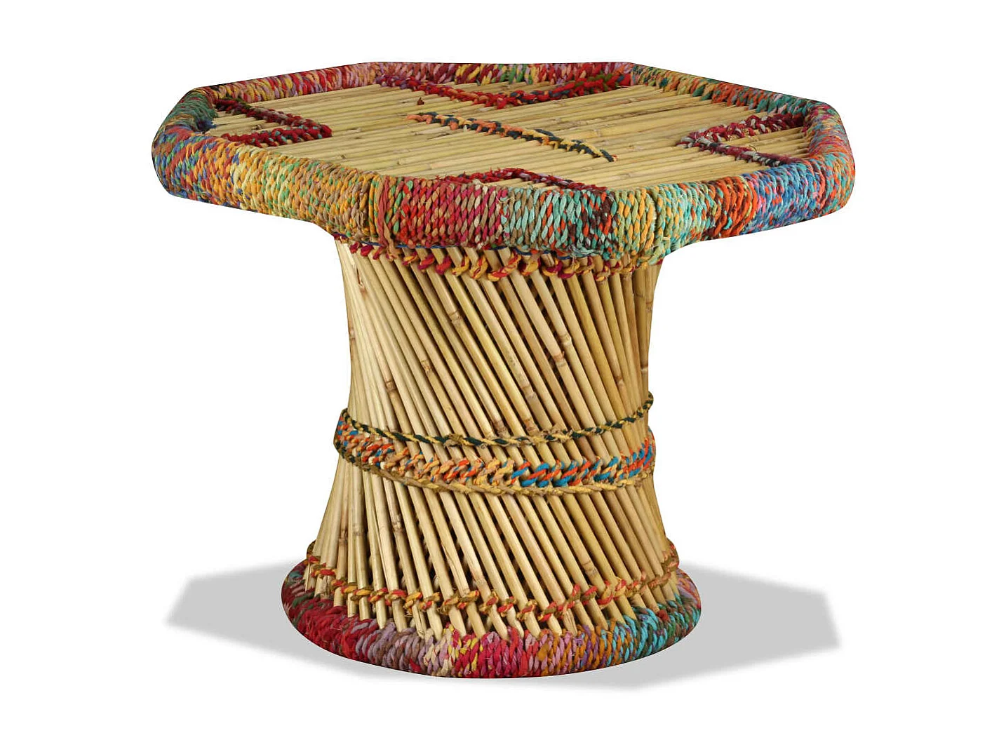 Couchtisch Beistelltisch Bambus mit Chindi-Details Mehrfarbig -MN91611
