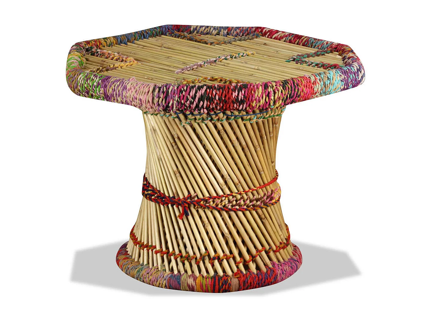 Couchtisch Beistelltisch Bambus mit Chindi-Details Mehrfarbig -MN91611