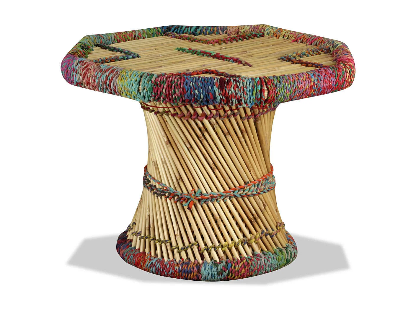 Couchtisch Beistelltisch Bambus mit Chindi-Details Mehrfarbig -MN91611