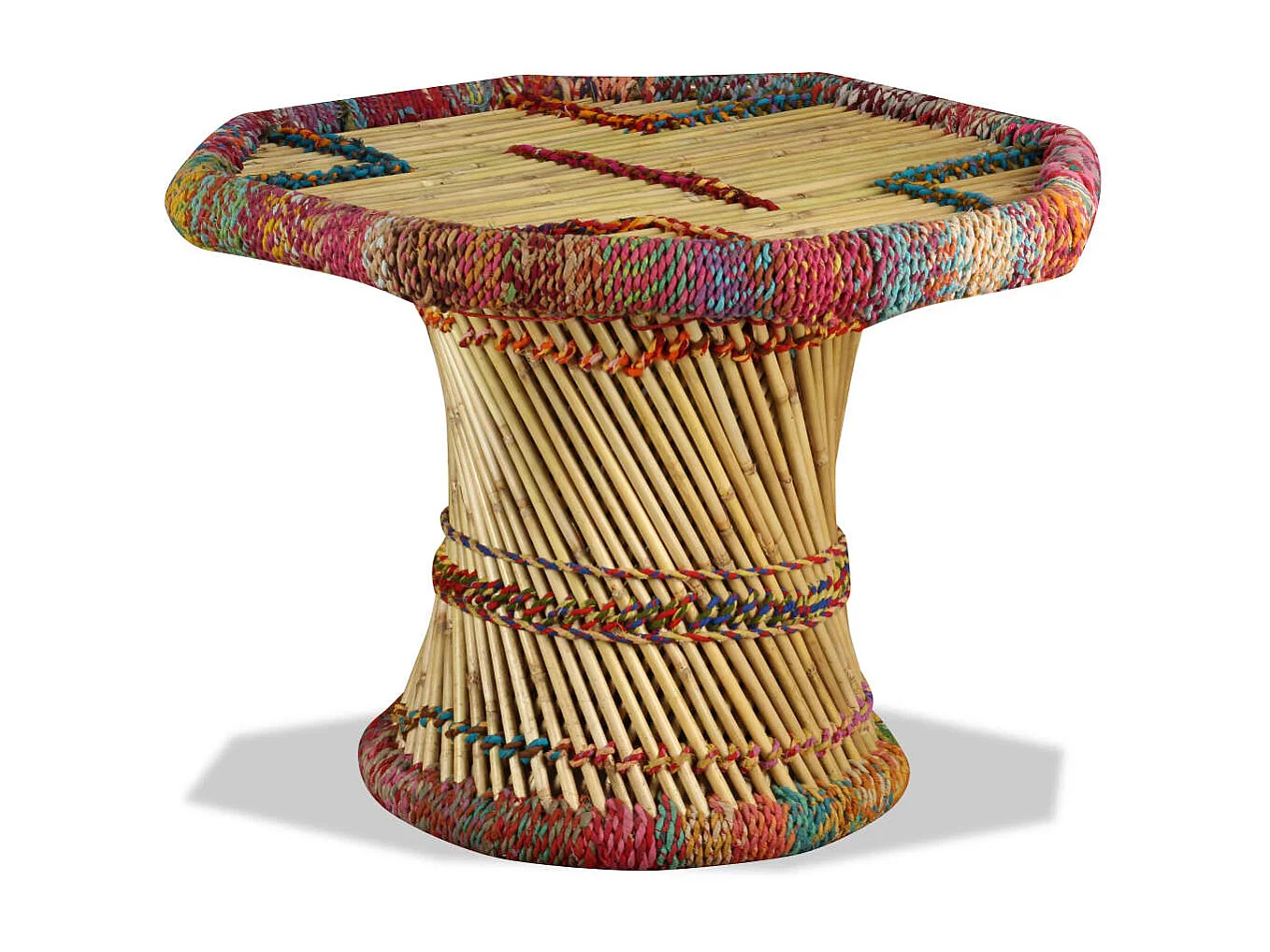 Couchtisch Beistelltisch Bambus mit Chindi-Details Mehrfarbig -MN91611