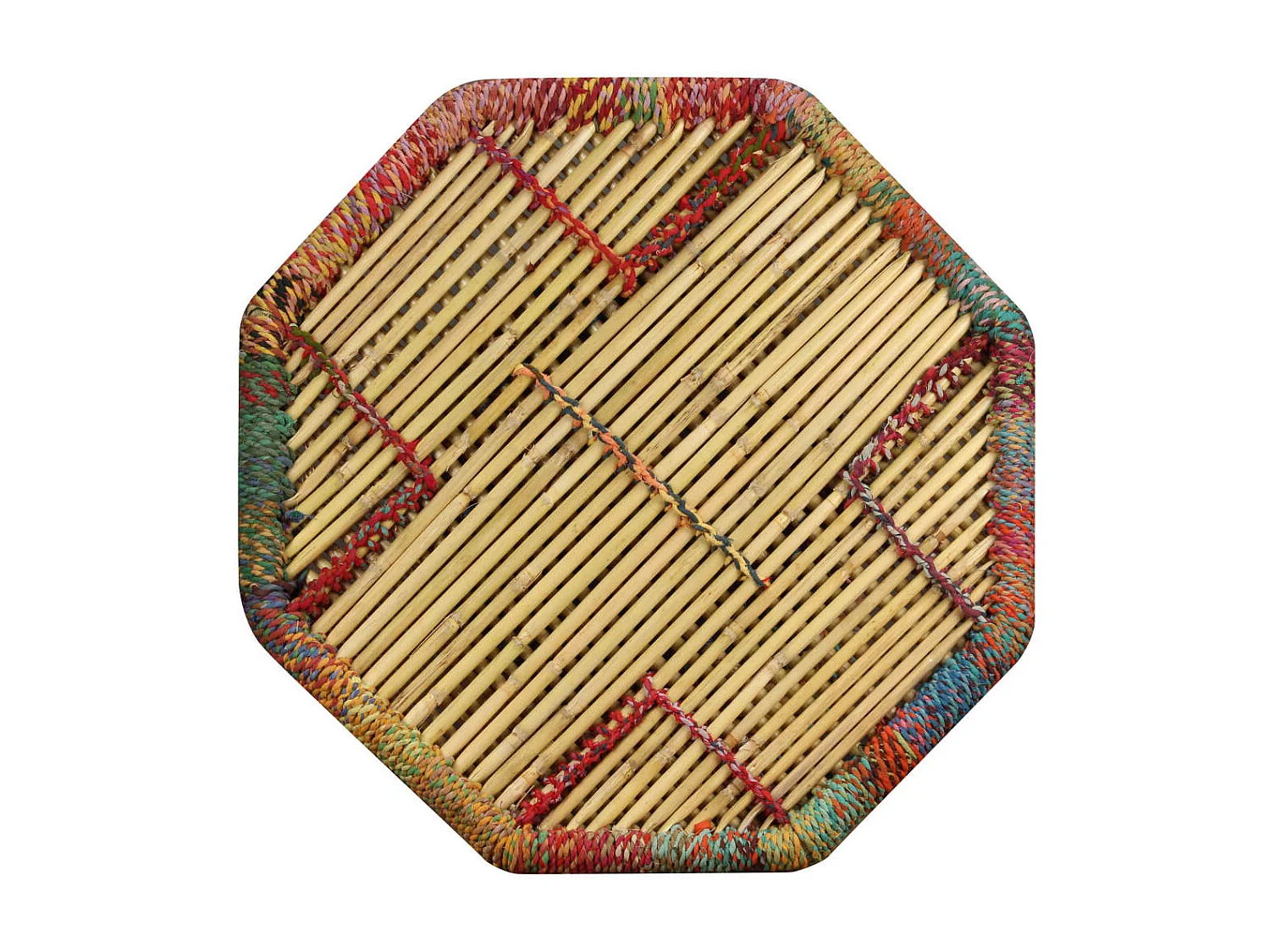 Couchtisch Beistelltisch Bambus mit Chindi-Details Mehrfarbig -MN91611