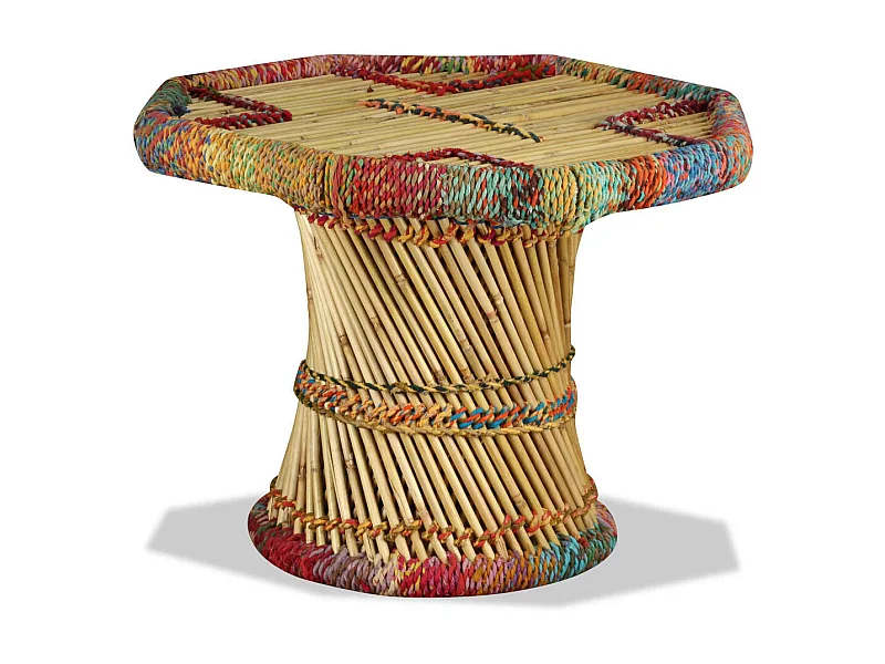 Couchtisch Beistelltisch Bambus mit Chindi-Details Mehrfarbig -MN91611