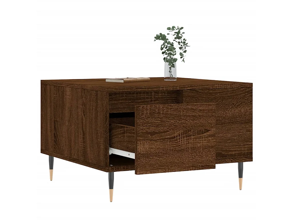 Couchtisch Braun Beistelltisch Eichen-Optik 55x55x36,5 cm Holzwerkstoff -MN16298