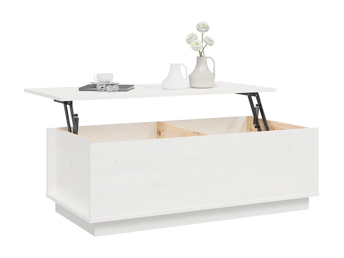 Couchtisch Beistelltisch Weiß 100x50x35 cm Massivholz Kiefer -MN95589