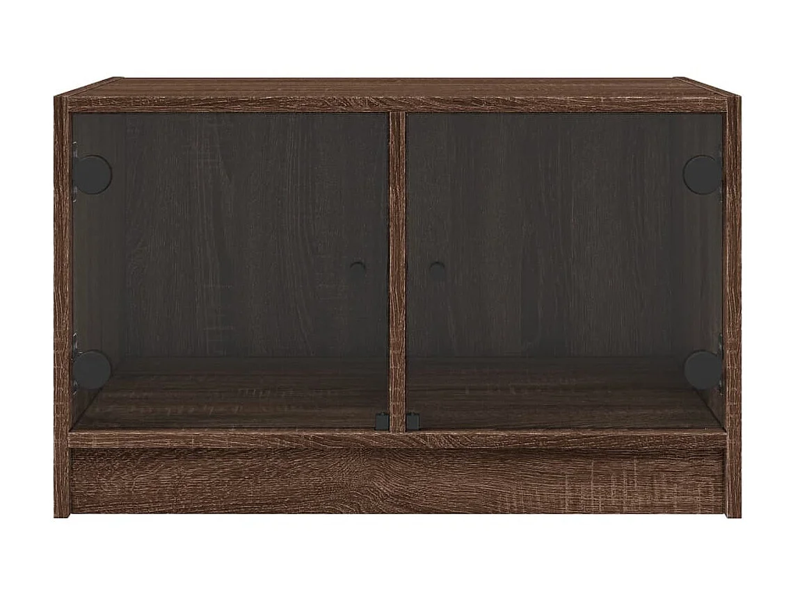 Couchtisch Beistelltisch mit Glastüren Braun Eichen-Optik 68x50x42 cm -MN61995