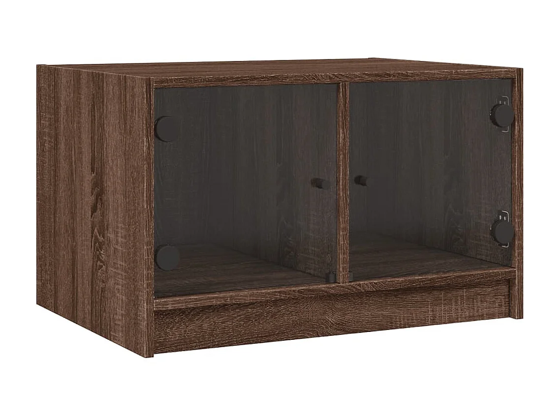 Couchtisch Beistelltisch mit Glastüren Braun Eichen-Optik 68x50x42 cm -MN61995