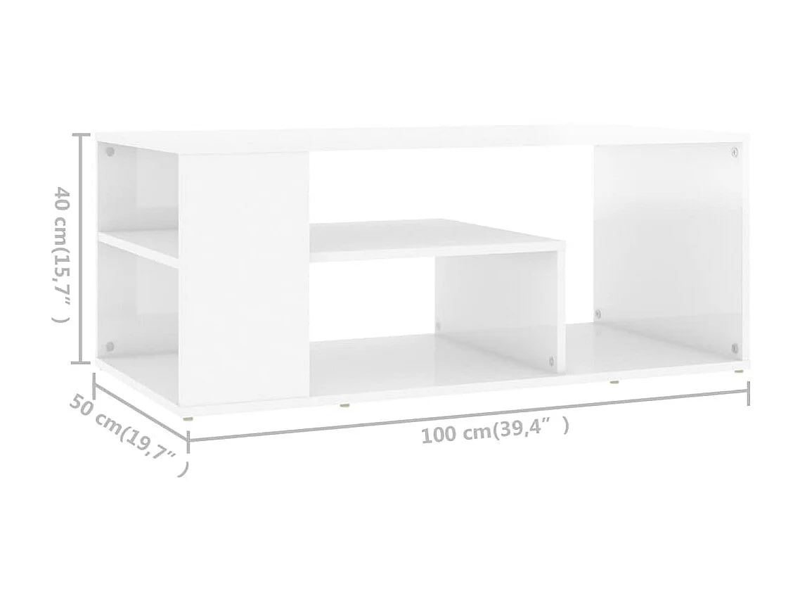Couchtisch Beistelltisch Hochglanz-Weiß 100x50x40 cm Holzwerkstoff -MN23403