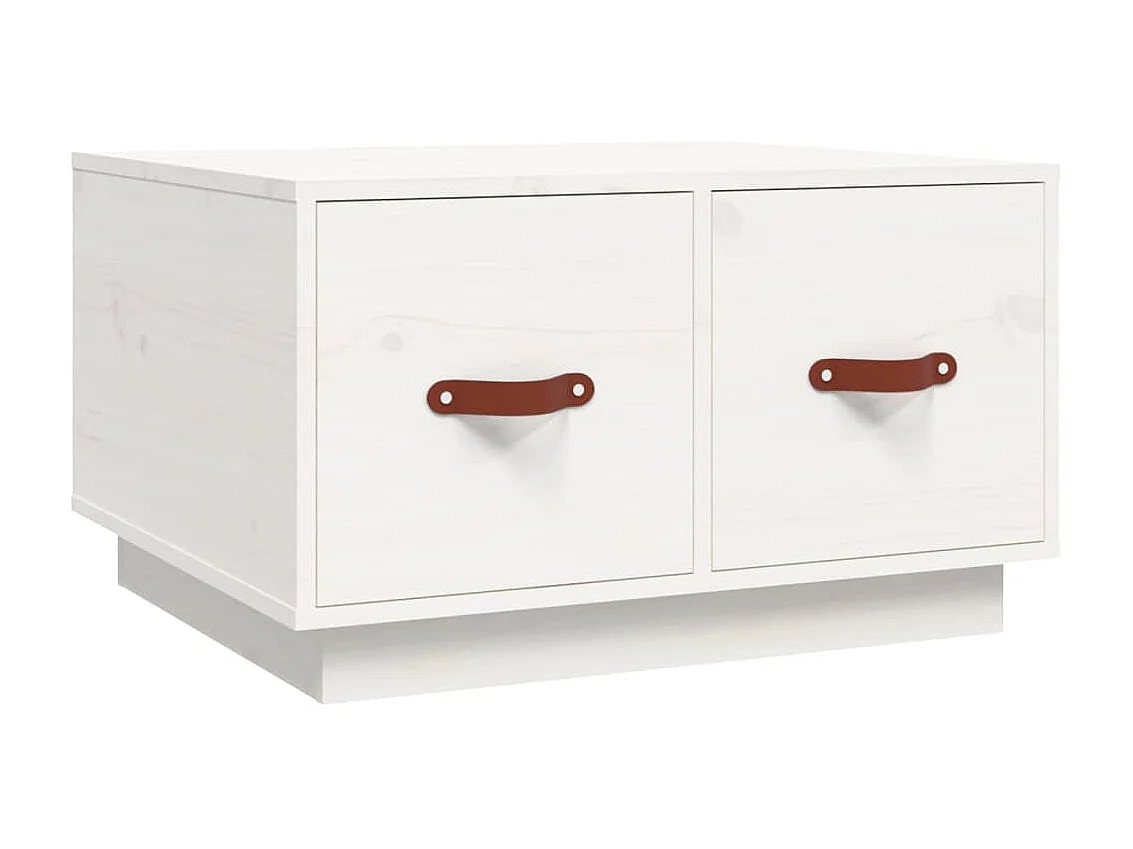 Couchtisch Beistelltisch Weiß 60x53x35 cm Massivholz Kiefer -MN33156