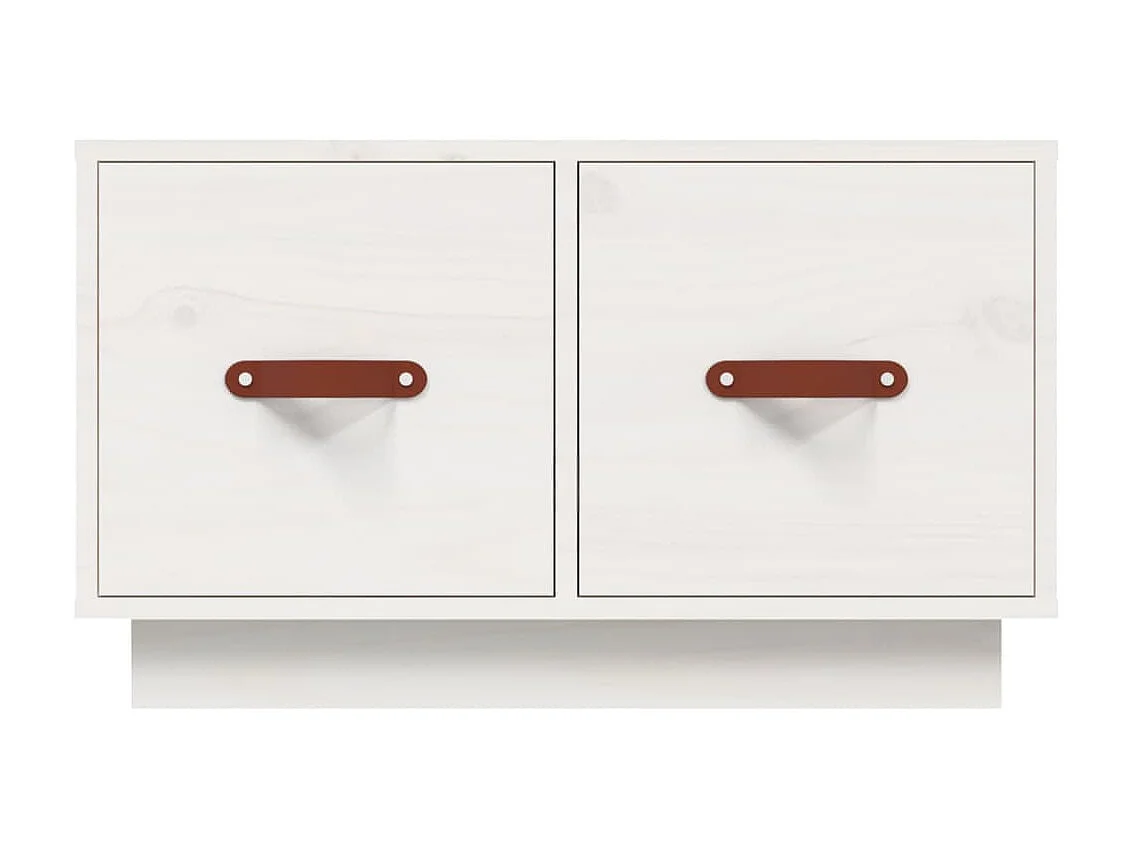 Couchtisch Beistelltisch Weiß 60x53x35 cm Massivholz Kiefer -MN33156