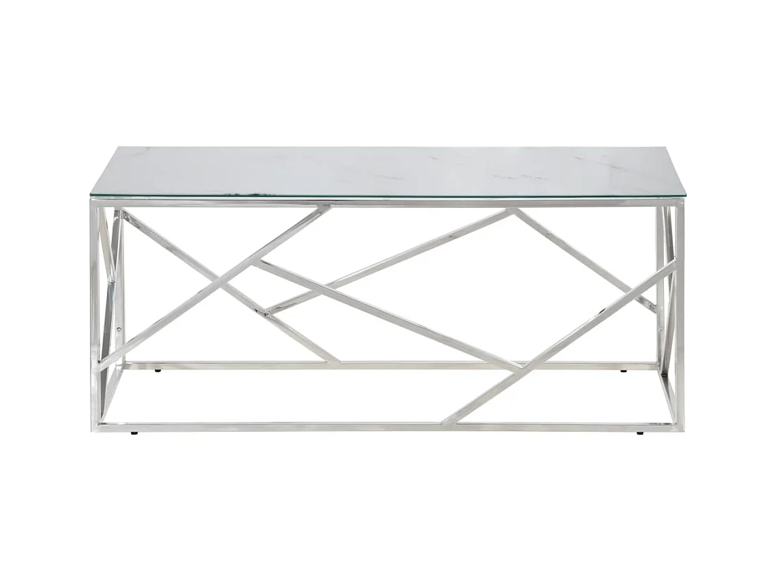 Couchtisch Beistelltisch Silbern Edelstahl und Hartglas -MN64903